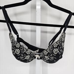 Vintage Y2K Apt 9 Intimates Womens Sz 36A Sexy T Shirt Bra Black Beige Lace